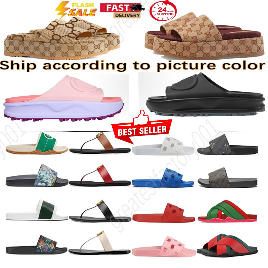 Designer Sandals gucciis slippers fashion slippers Platform sliders embroidered canvas Flat Mules Platform Embroidered Linen High Heel Sandal platform Shoes