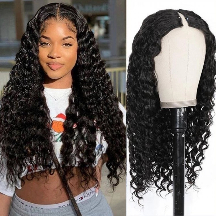V Part Wig Human Hair No Leave Out Brazilian Deep Wave Human Hair Wigs for Women U Part Deep Curly Wigs Glueless Virgin 250% 231227