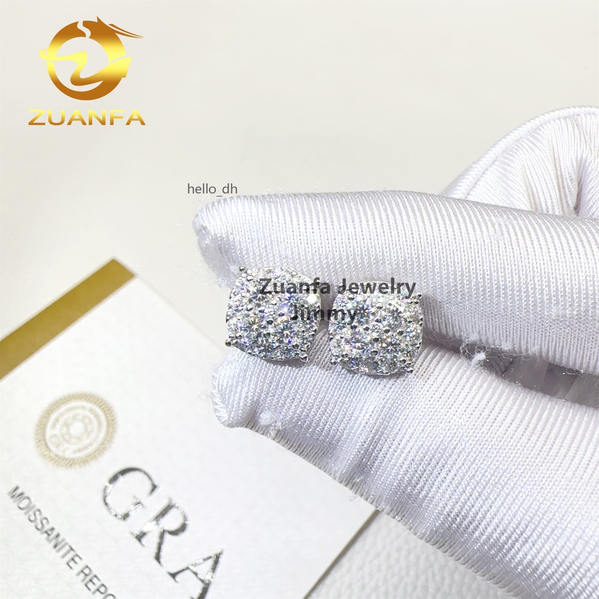 Fashion Earrings Jewelry Pass Diamond Tester Iced Out 925 Silver Flawless Moissanite Diamond Hip Hop Stud Earrings Man