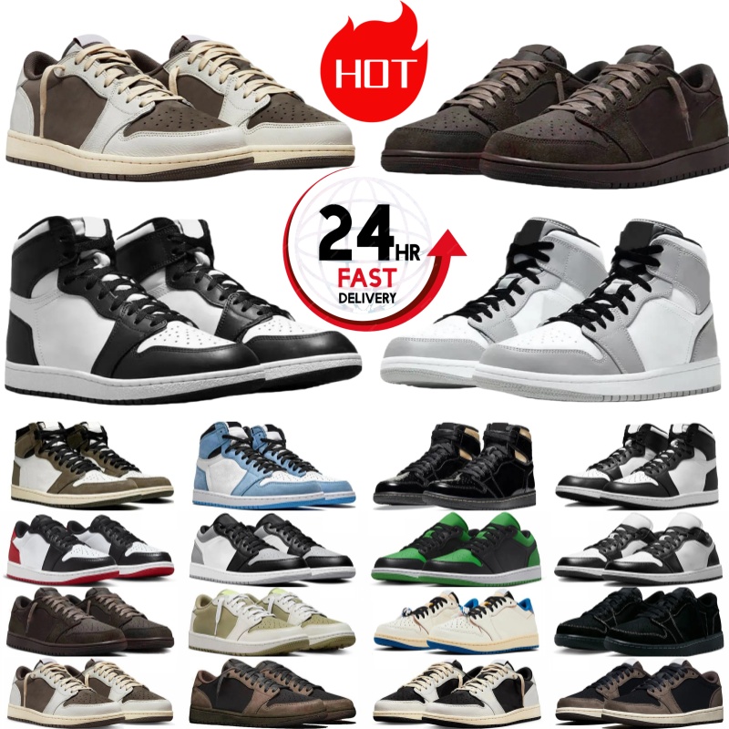 Designer 1 1s low top basketball shoes men women high top sneakers lace-up flats board shoes black and white panda barb Chicago mandarin color 36-47