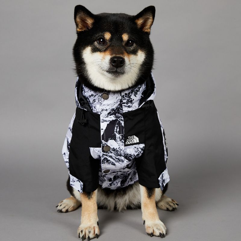 THE DOG FANS Dog Winter Coat, Waterproof Dog Hooded Jacket, Windproof Black White Snow Mountain Color Scheme Coat with Leash Hole for Small Medium Lar