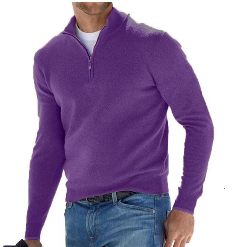 Mens Quarter Zip Up Sweaters Slim Fit Lightweight Mock Neck Pullover Casual Sweaters Half Turtleneck Knitted Outdoor Streetwear 250616
