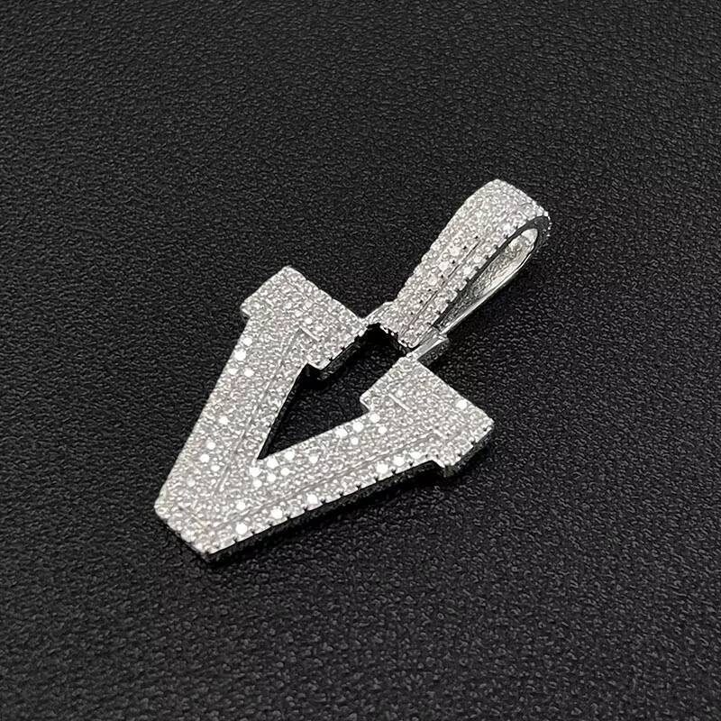 Personalized Mens Hip Hop Silver Letter Moissanite Pendant with Chain Custom Jewelry