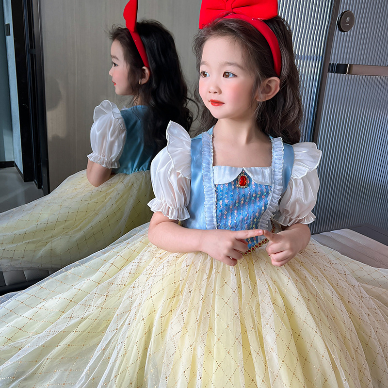 Disney children's designer clothing girls A-line skirt birthday dress beach dress Snow White children's clothes girls Elsa dress children�