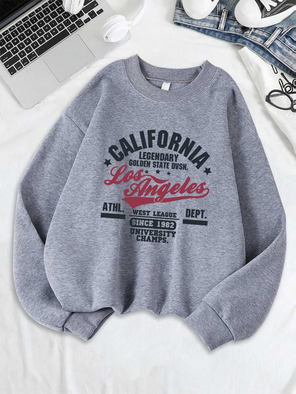 California Oakland Athletic Prints Sweatshirts Women Loose Comfortable Hoodies Fleece Warm Crewneck Tops Winter Sporty Clothes J251136