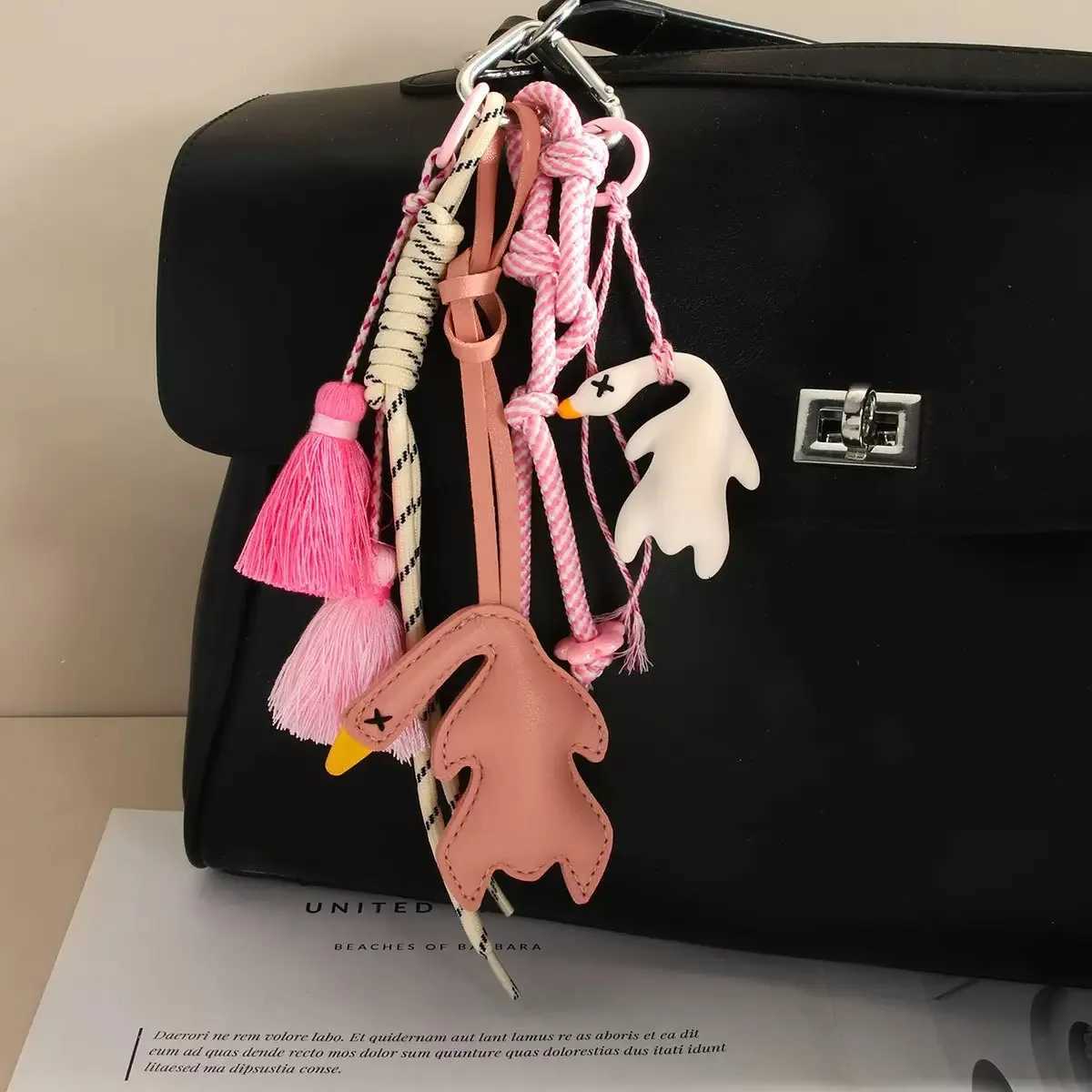 new product summer roast duck puppy Croissant Pendant love heart Backpack accessories Key ChainT251127