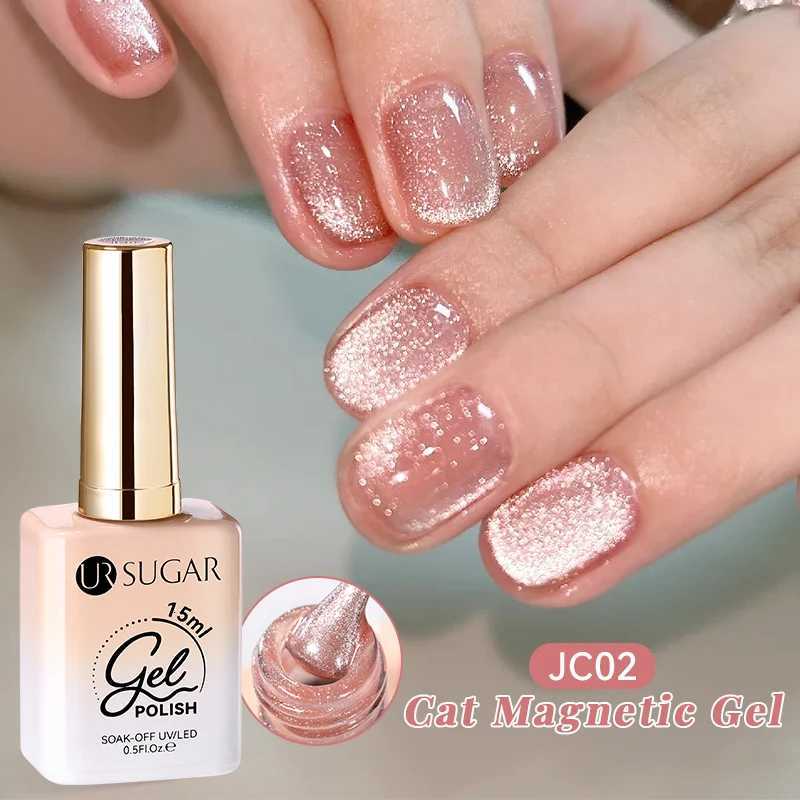 UR SUGAR 15ml Jelly Pink Cat Magnetic Gel Nail Polish Glitter ICE Soak Off Ceramic UV Gel Semi-permanent Nail Supplies ManicureT251127