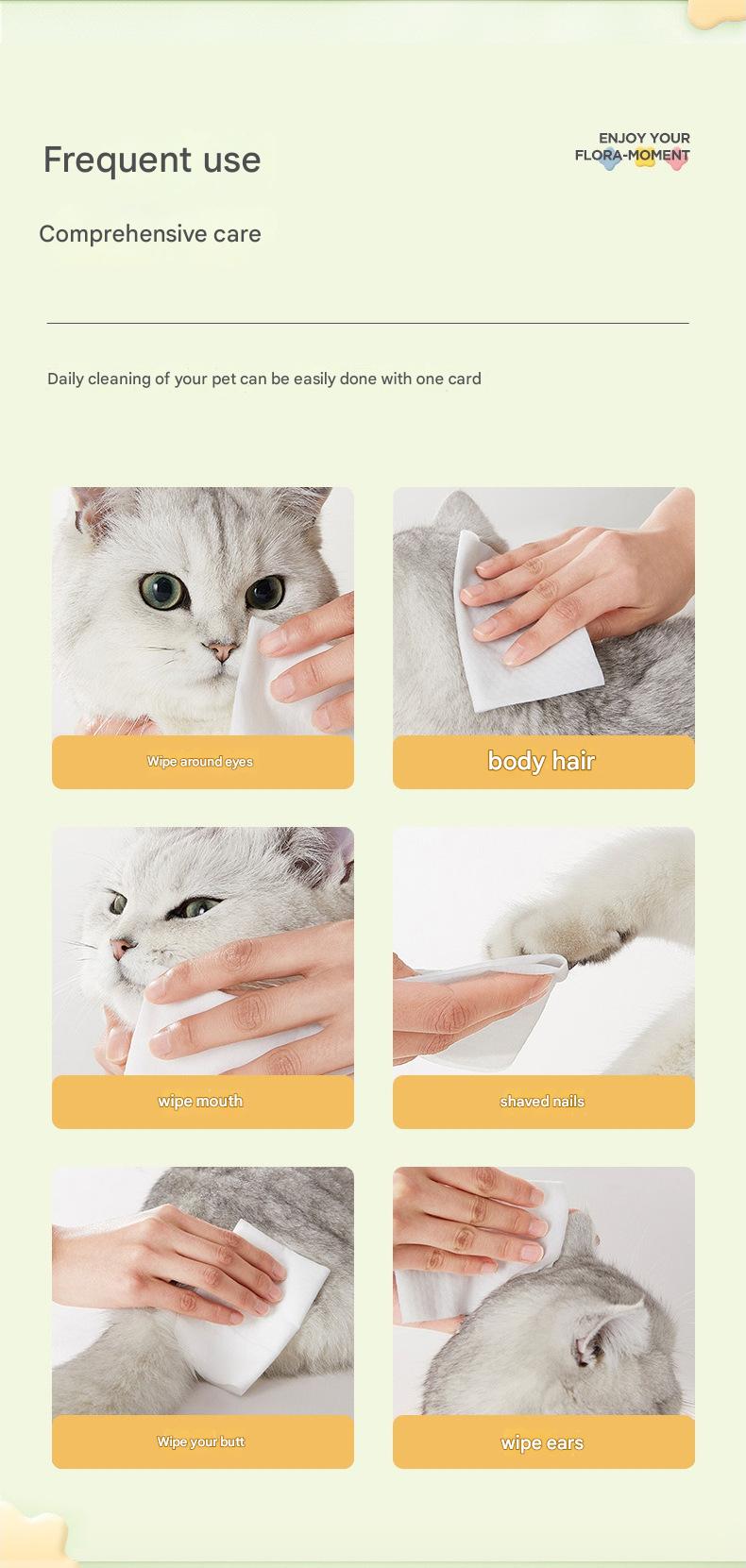 Pet wipes with 80 puffs, specifically designed for dogs, cat wipes, non washable, eye and tear stains, body supplies, wet wipes - view 8