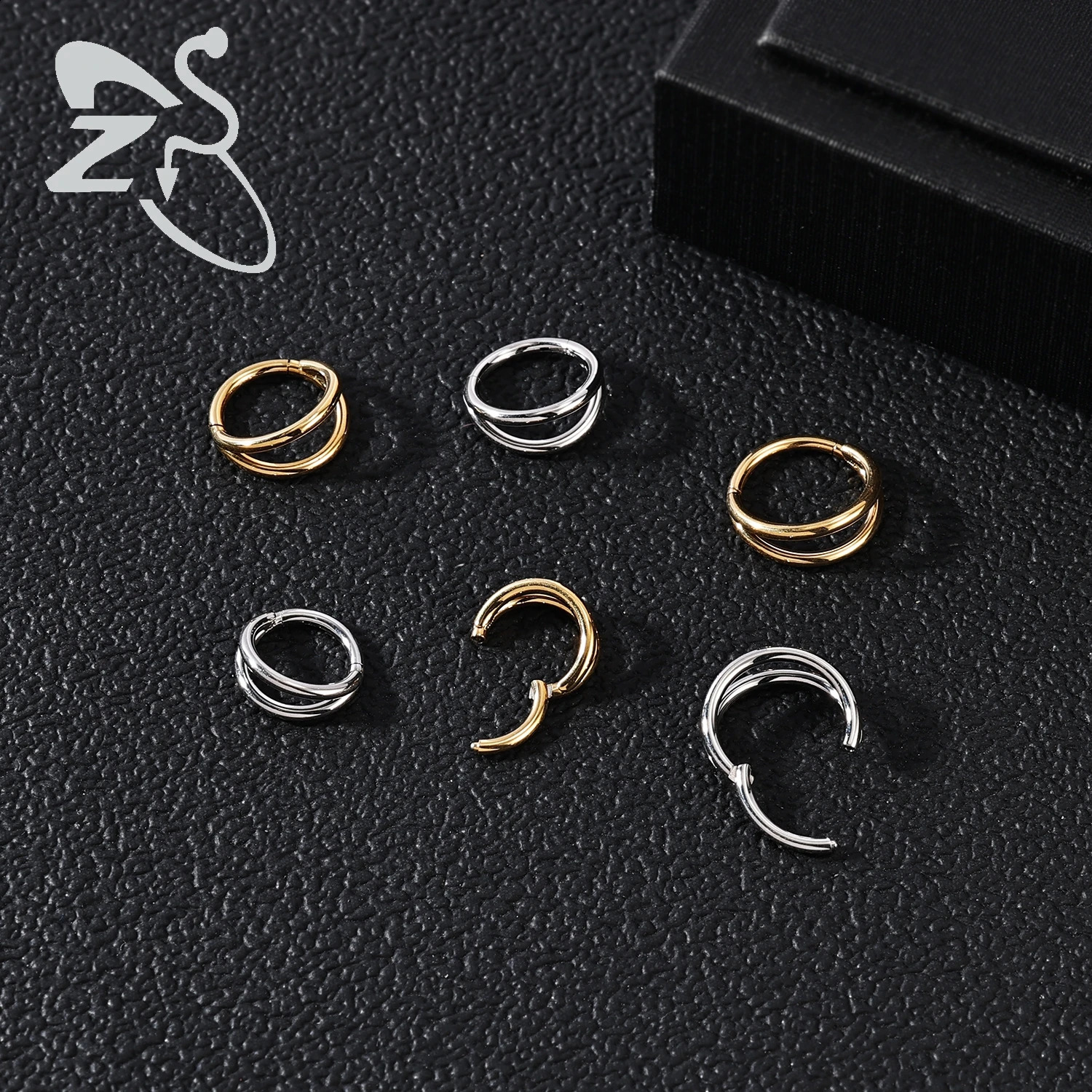 ZS 1PC Gold Color Septum Ring Round Shape Nose Piercing 316L Stainless Steel Nose Clicker Ear Helix Cartilage Piercing 16G/18G 250427