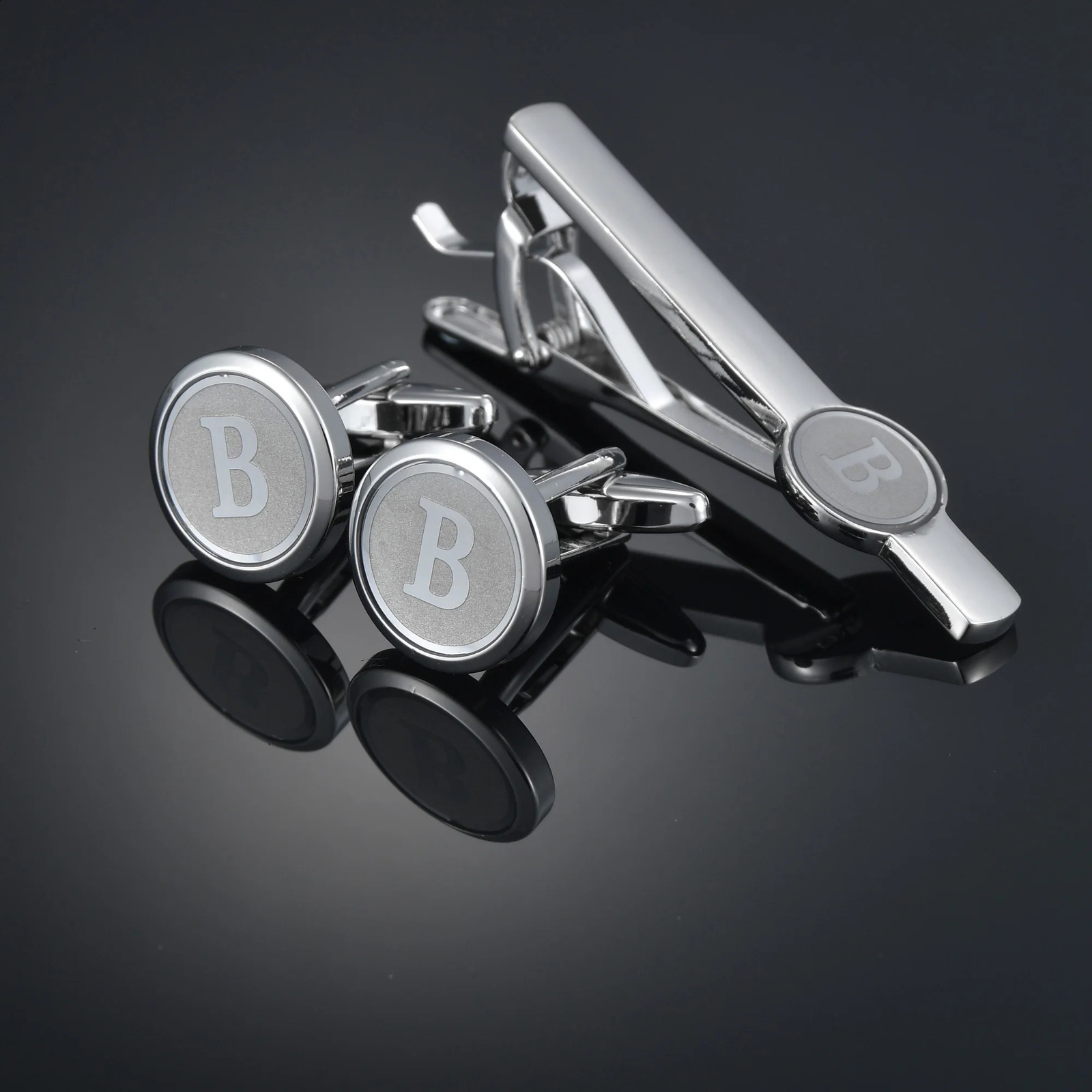 High Quality Letter A-Z mens French cufflinks tie clip set fashion shirt cufflinks 250427