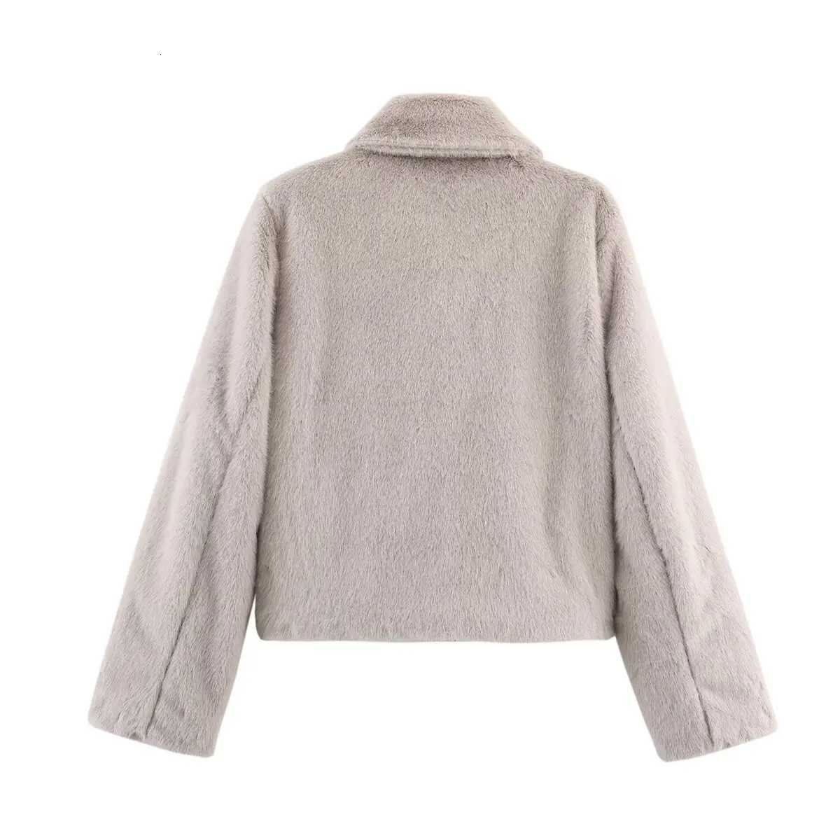 Loose lapel button embellished brown long sleeved jacket for womens autumn and winter collectionXJ251127