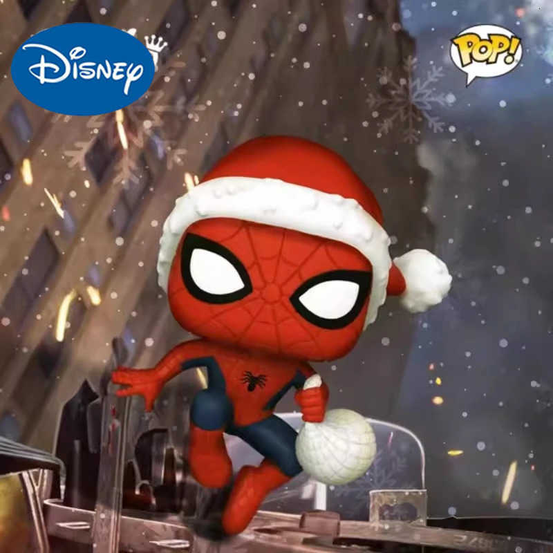 Disney Genuine Edition FUNKO POP Marvel Holiday Christmas Spider-Man Anime Action Figure ornament Model Toys Assembly Collectible Model H251127