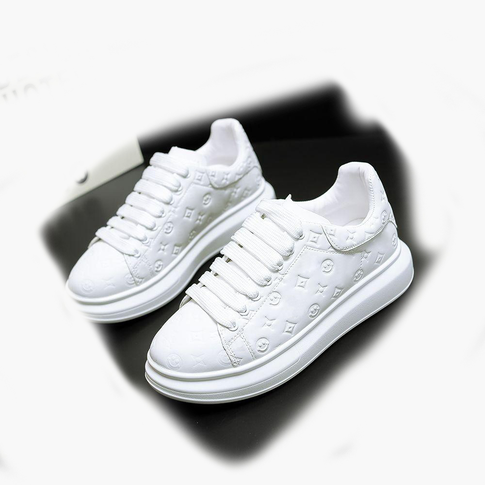 Designer shoes, printed, fashionable white sneakers, men's and women's trendy shoes, thick-soled, high and low top sneakers, lightweight spo