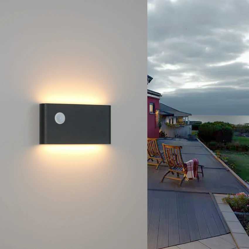 Modern LED Outdoor Motion Sensor Waterproof Wall Lamp With Human Body Sending Motion For Garden Courtyard Corridor LightingM251127