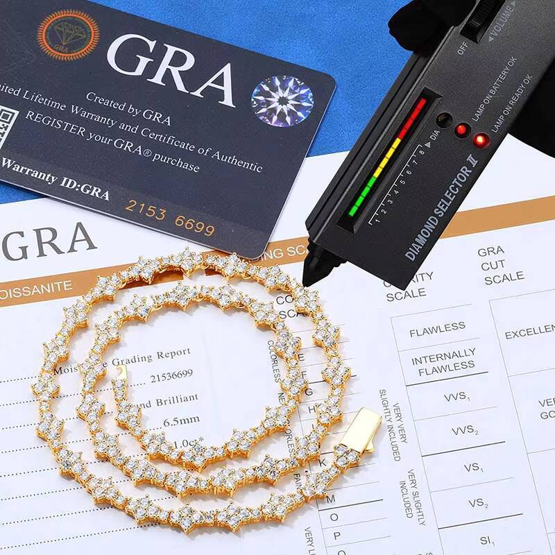 Dropshipping Fashion Tennis Chain 925 Sterling Silver VVS Moissanite Diamond Sparkling Classic Tennis Chain Necklace