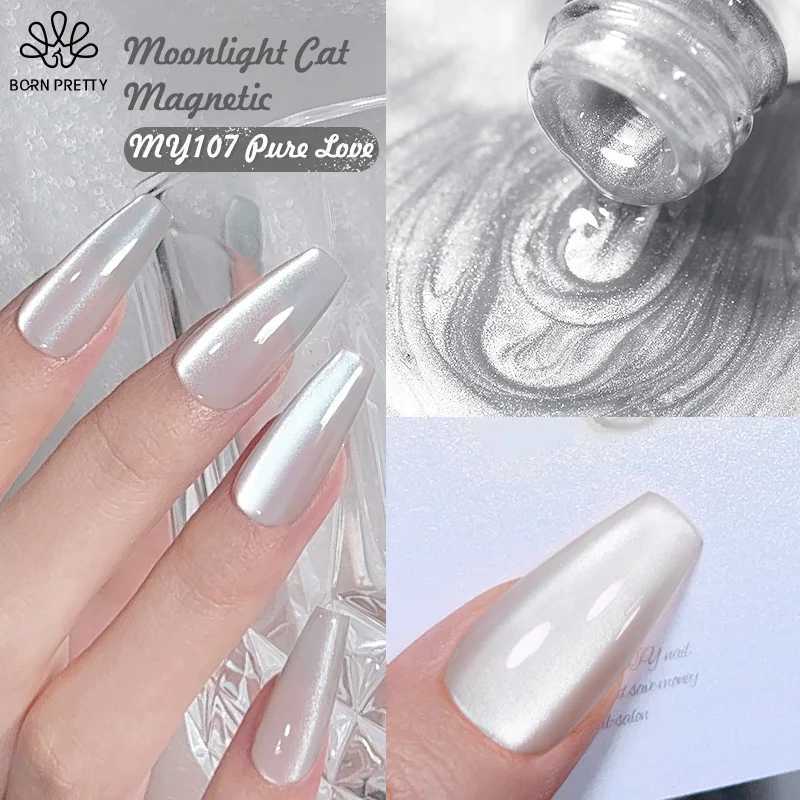 BORN PRETTY Silver Moonlight Cat Magnetic Gel Nail Polish White Light Magnetic Nail Sparkling Glitter Semi Permanent Varnish 10mT251127