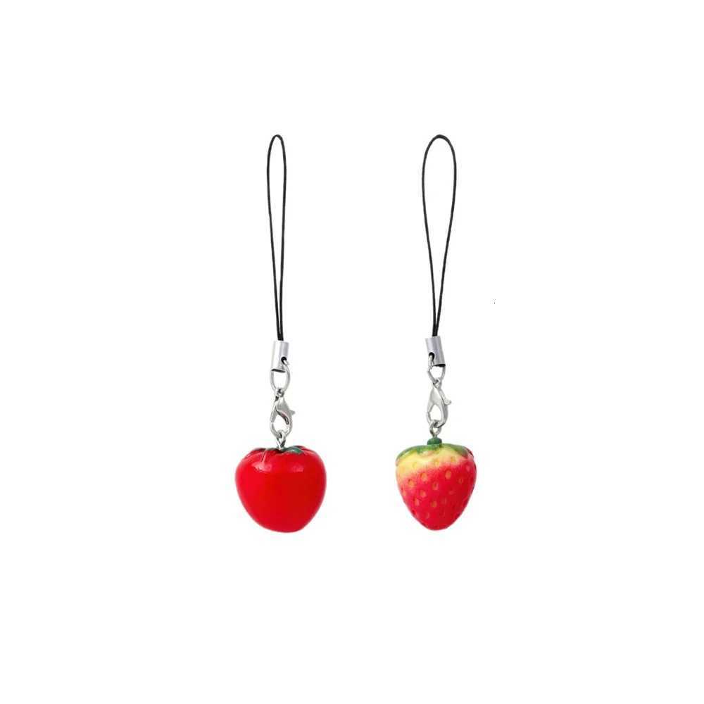 1/2pcs Red Strawberry Tomato Keychain Resin Fruit Charm Key Chain Cute Pendant for Phone Case Bag Daily Gift for WomenT251127