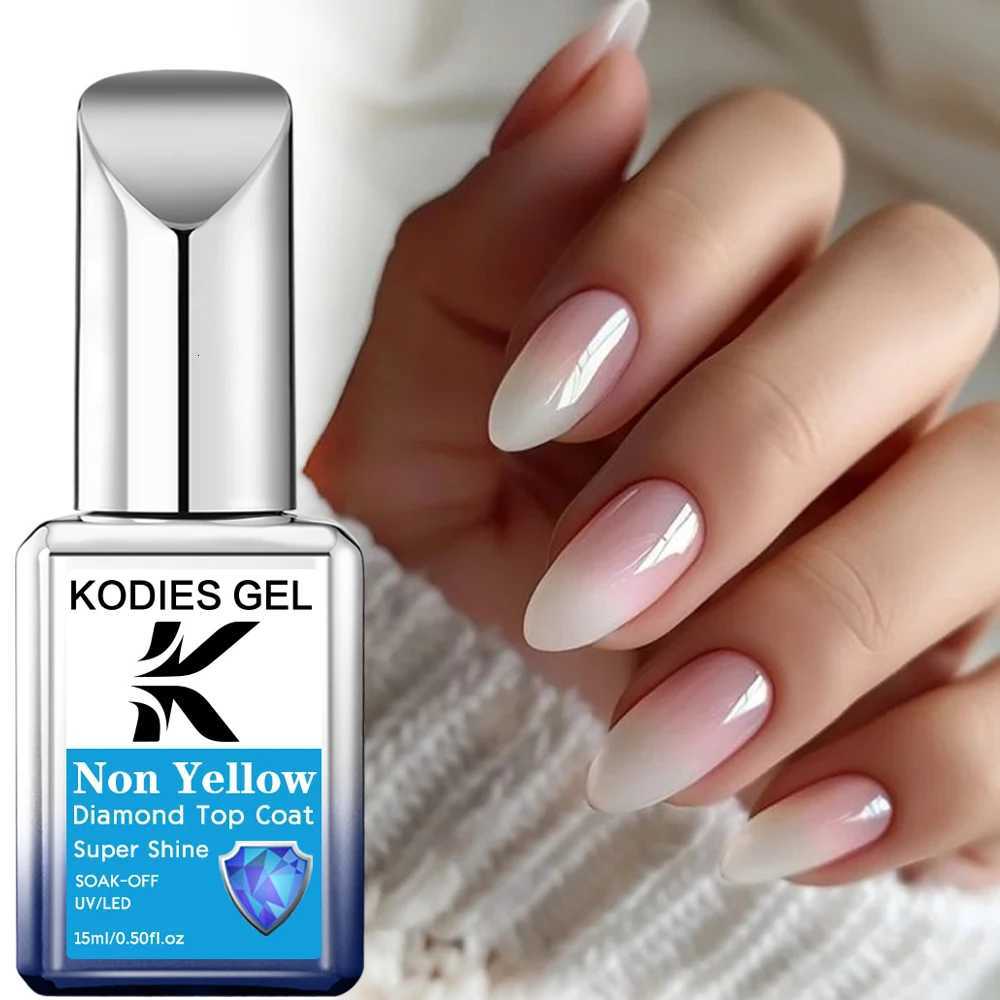 KODIES GEL Non-Yellow Top Coat Nails Gel Polish Diamond Super Shine Topcoat Semi Permanent UV Reinforce Gel Varnishfor ManicureT251127
