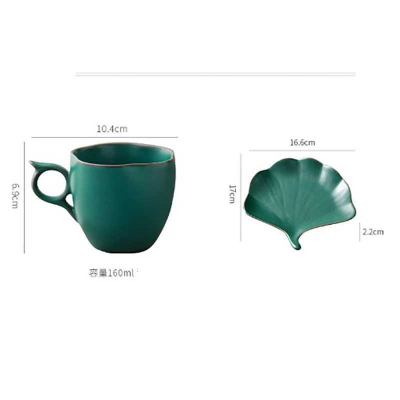 Green Apricot Leaf Ceramic Coffee Cup Saucer European Porcelain High-end Afternoon Tea Flower Tea Latte Coffee Cup Breakfast Mug C251127