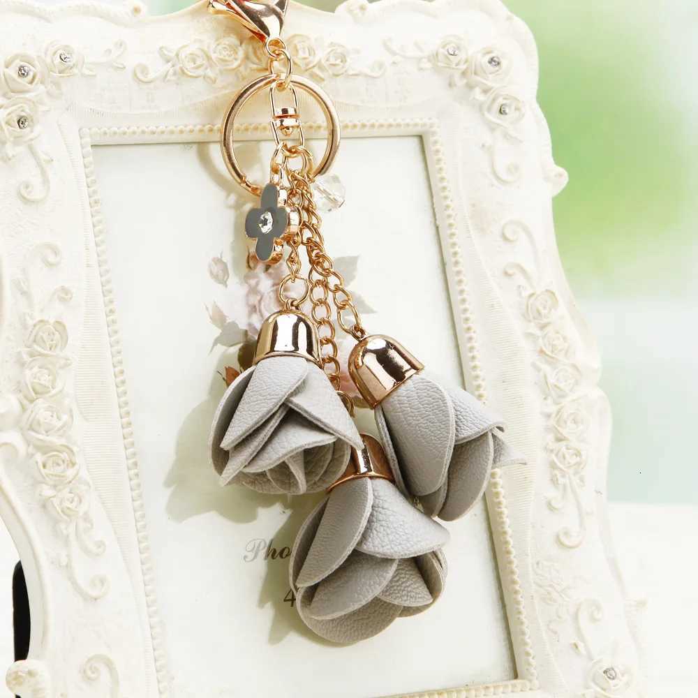 Cloth flower key Ring Chiffon tassel car key chains Lady couple bag New fashion charm flower keychain Party Gift K2029T251127