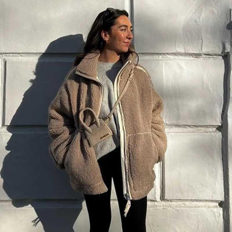 Womens Loose Fit Cashmere-Style Jacket Autumn Winter Fashionable Casual Zipper Outdoor Coat PersonalizedXJ251127