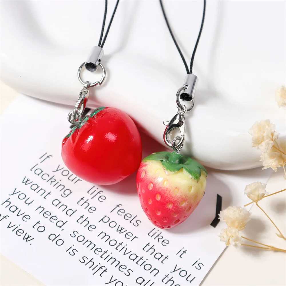 1/2pcs Red Strawberry Tomato Keychain Resin Fruit Charm Key Chain Cute Pendant for Phone Case Bag Daily Gift for WomenT251127