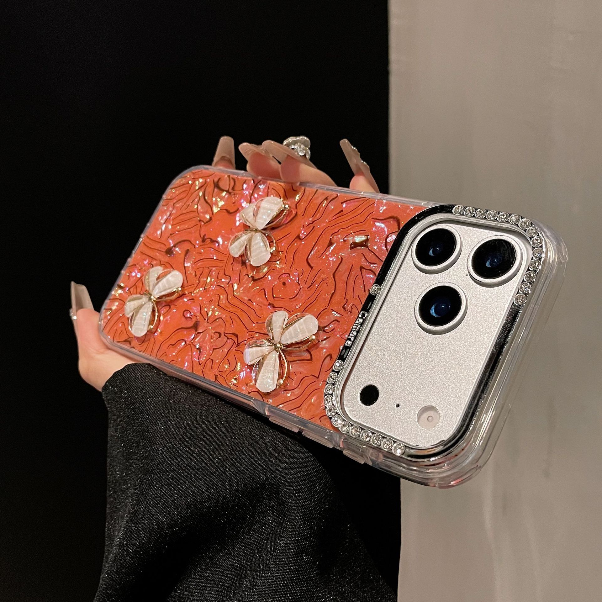 Colorful Shell Bowknot Phone Case iPhone 17 Pro Max Compatible with Apple 16 Pro Rhinestone Lens 15/14