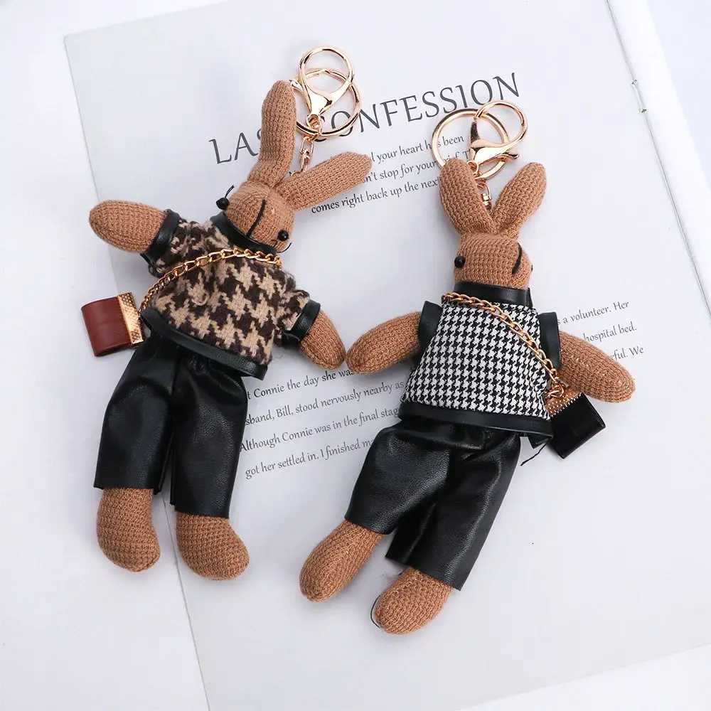 Korean creative Lady Rabbit Keychain cute long foot rabbit exquisite doll car key chain bag Pendant GiftT251127