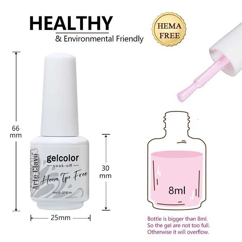 Arte Clavo 8ml HEMA TPO Free Gel Nail Polish Nail Art Manicure Semi Permanent Gel UV Hybrid Varnishes Base Top Coat Enamels NewT251127