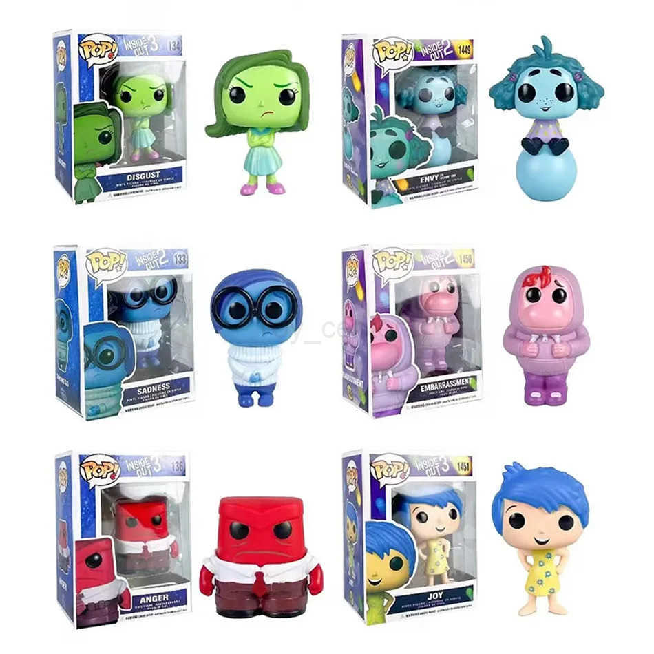 Disney Anime inside out 2 Joy Anxiety Anger Sadness Disgust Fear POP Figure Action Toys Cartoon Movie PVC Doll Figurines H251127