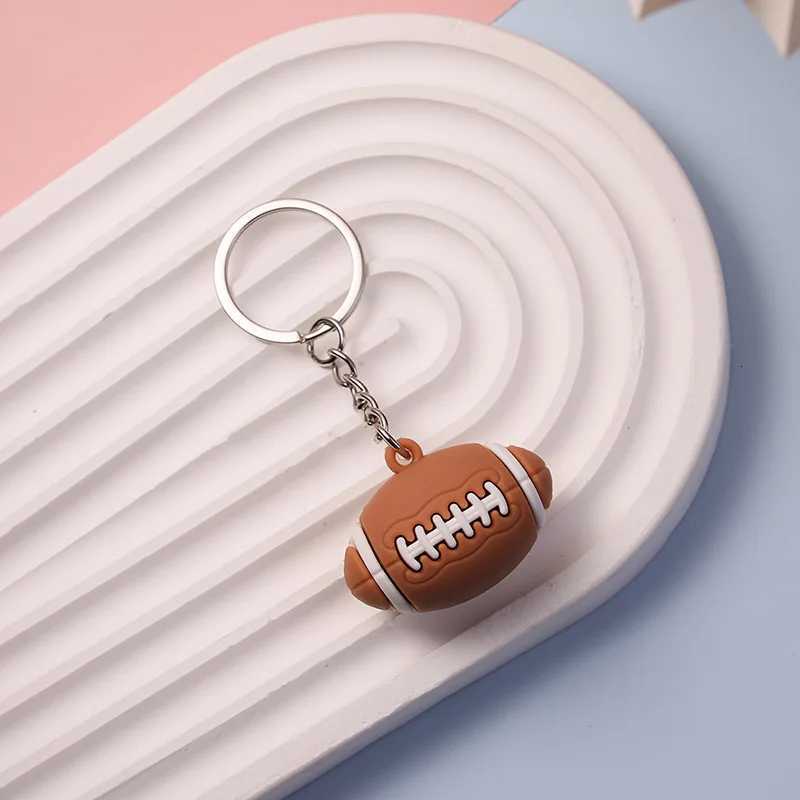 2006 Simulation Football Basketball Volleyball Tennis Rugby Keychain PVC Creative Mini Key Ring Bag Pendant Car Accessories GiftT251127