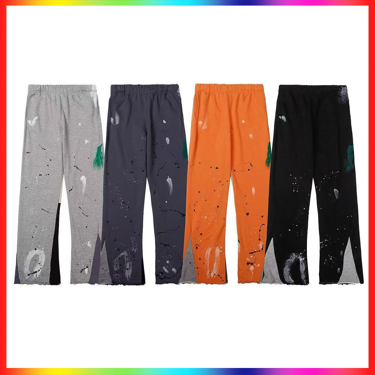 New Men's Pants Designer Pants High Quality Paint style printed Sweatpants Fashion High Street Jogger Men's Sweatpants Hip Hop Rock Street US Size S-XL
