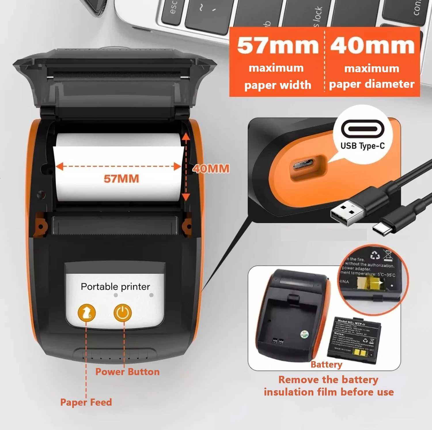 58MM Mini Thermal Receipt Printer Wireless Mobile Ticket Bill POS Printer For Small Business For Android IOS Windows H251127