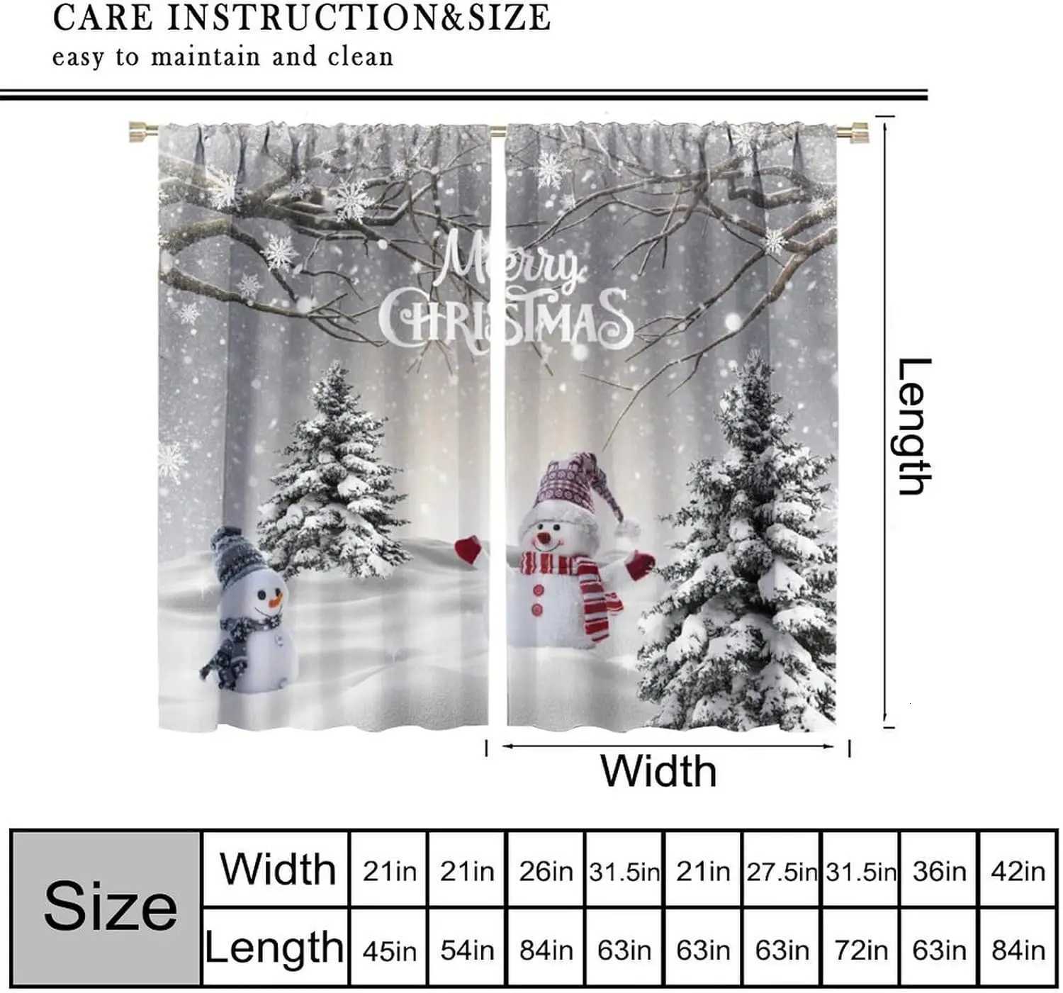 Curtain Christmas Merry Christmas Winter Snowman CurtainXmas Tree Snowman Snowflake Holiday Curtains for Bedroom Living Room Bathroom Red Snowman Y251