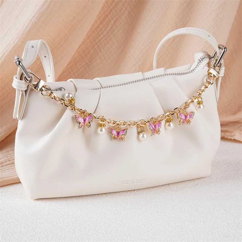 HOLIN Pink Butterfly Purse Chain Charm 26CM Gold Chain Bag Keychains Luxury Colgantes Para Bolsas Decorativos Tasche CharmsT251127