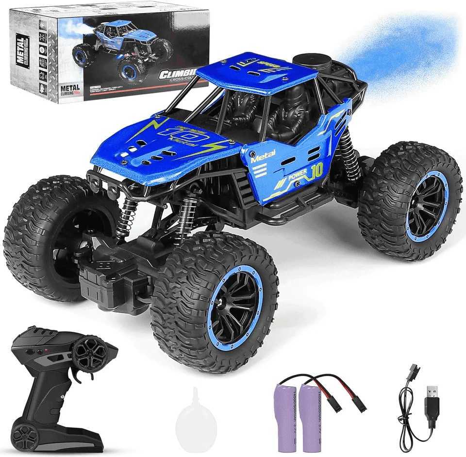 Remote Control Cars 118 Scale All Terrain RC Car RC Monster Truck Toys with Spray LED Lights 4WD Alloy Climbing Car Toys Y251127