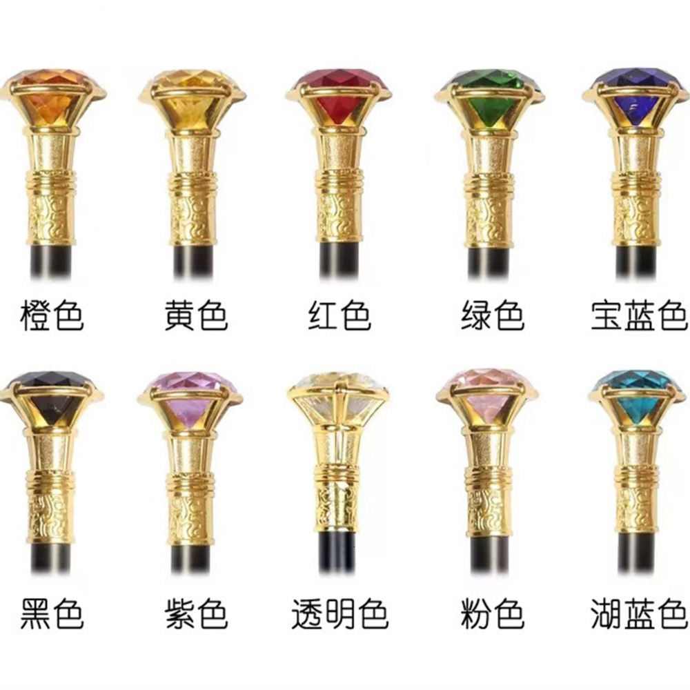 Colorful Diamond Type Golden Walking Cane Fashion Decorative Walking Stick Gentleman Elegant Cosplay Cane Knob Crosier 93cm 251022