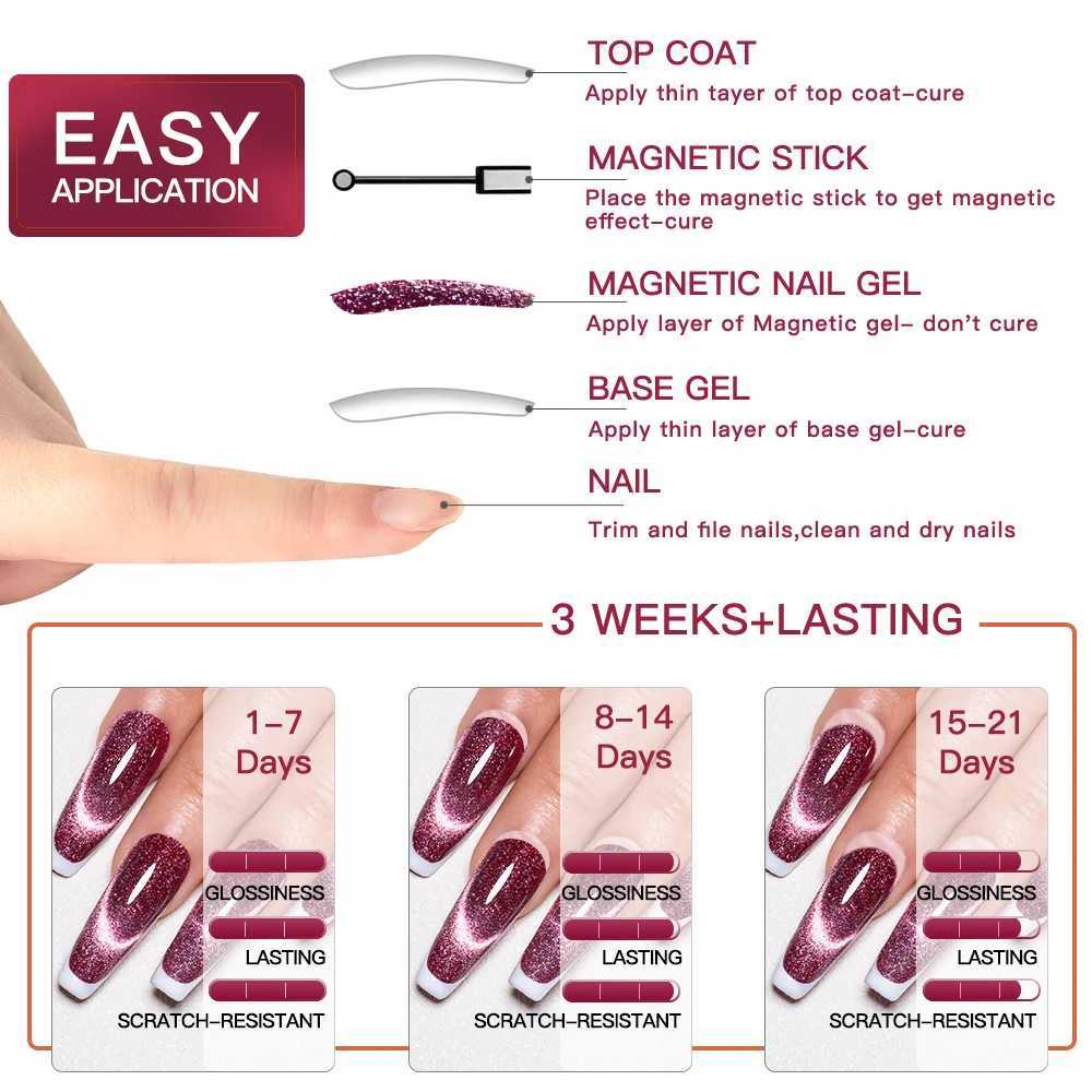 12pc Cat Magnetic Nail Gel Polish Set HEMA Free Moonlight Glitter 9D Magnetic Nail Supplies Vernis Long Lasting UV/LED ManicureT251127