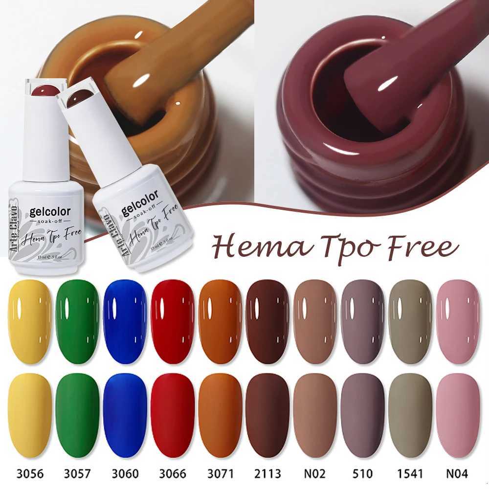 Arte Clavo 15ml Hema Tpo Free Gel Nail Polish Autumn Red Brown 116 Colors Semi Permanent UV Gel Soak Off Nail Art Gel VarnishesT251127