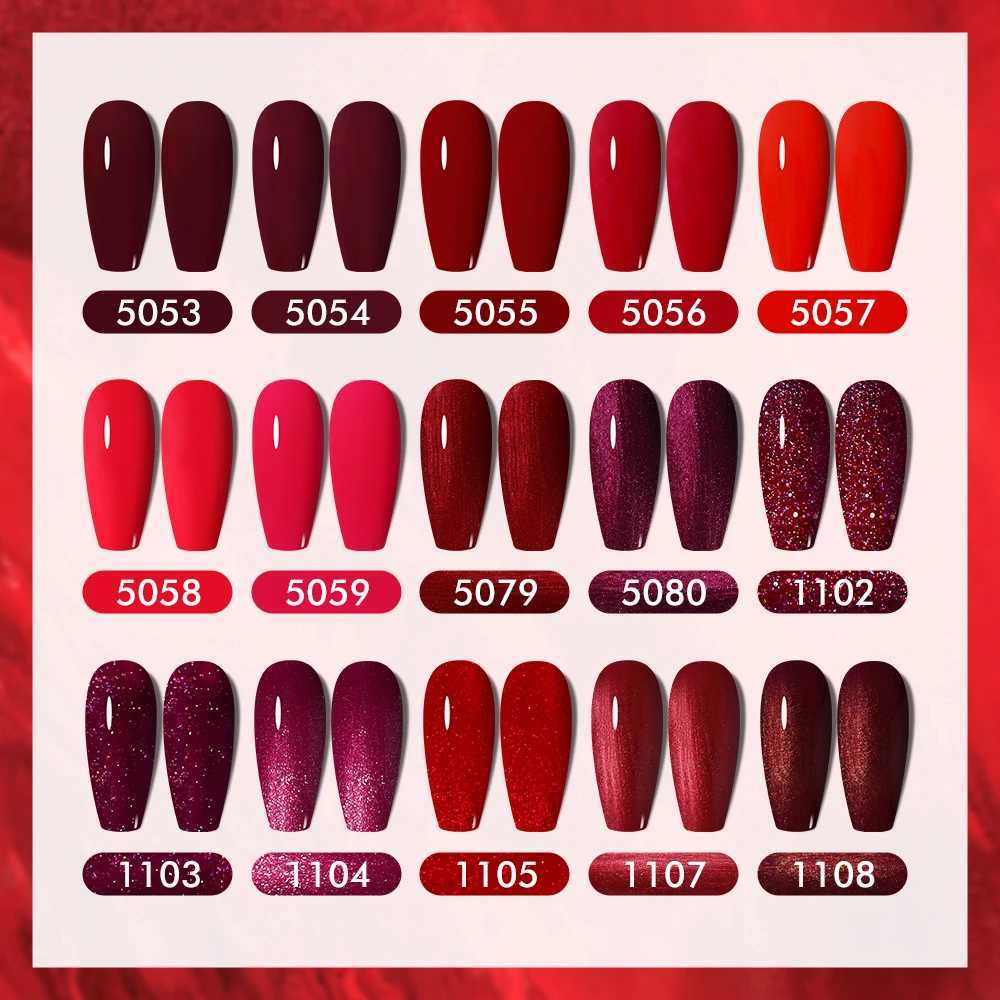 Rainbow Ghini 15ml Glitter Dark Red Gel Nail Polish Semi-Permanent Varnish UV Pale Red Nail Gel Art Supplies for ProfessionalsT251127