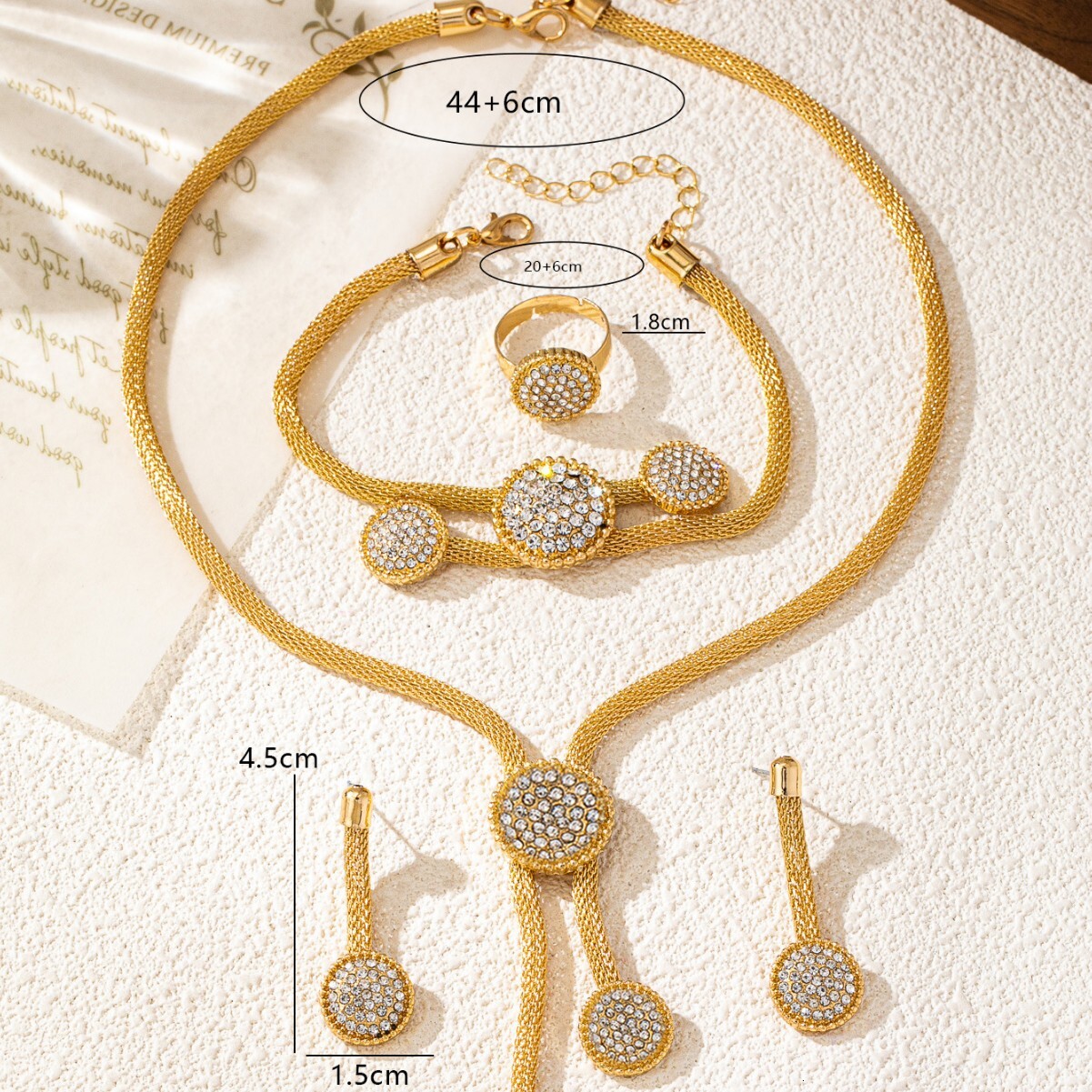 Luxury Fashion Exquisite Design Style New European And American Trendy Round Mesh Chain Handmade Inlaid Zircon Round Pendant
