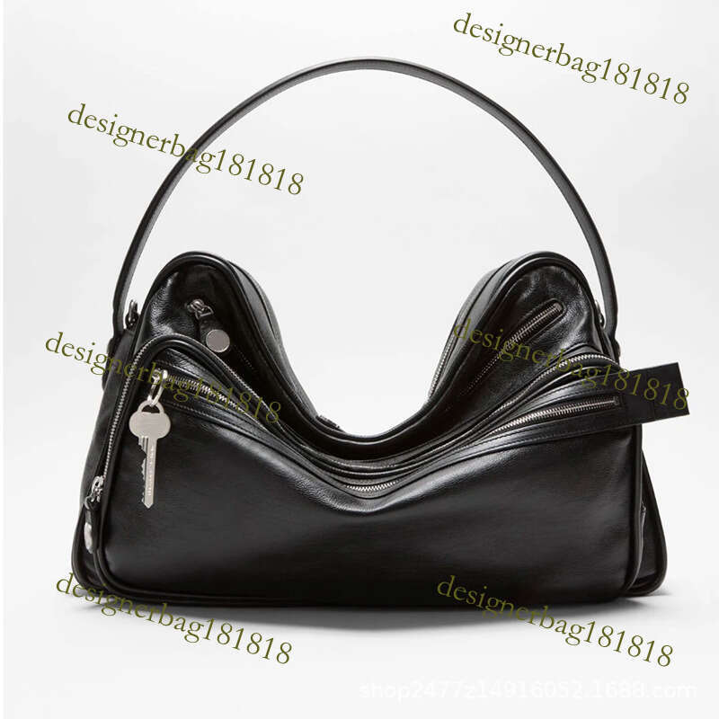 designer bag Swedish Niche New Genuine Leather Multi-Compartment Zipper Handbag Key Pendant Underarm Motorcycle Single Shoulder Crossbody Bag