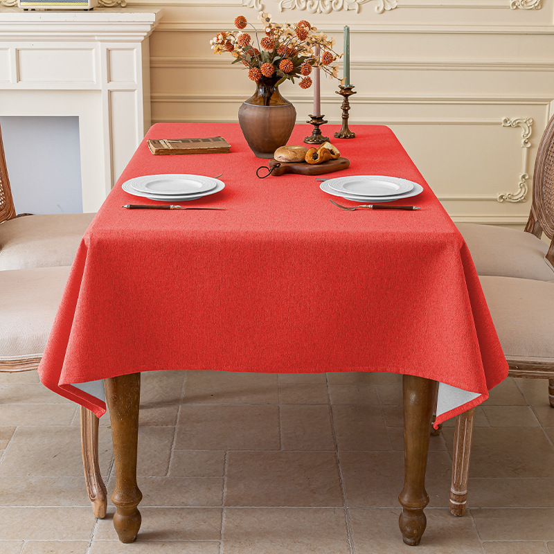 A837 cotton and linen three-proof tablecloth waterproof and dustproof solid color new Chinese rectangular tablecloth coffee table tablecloth