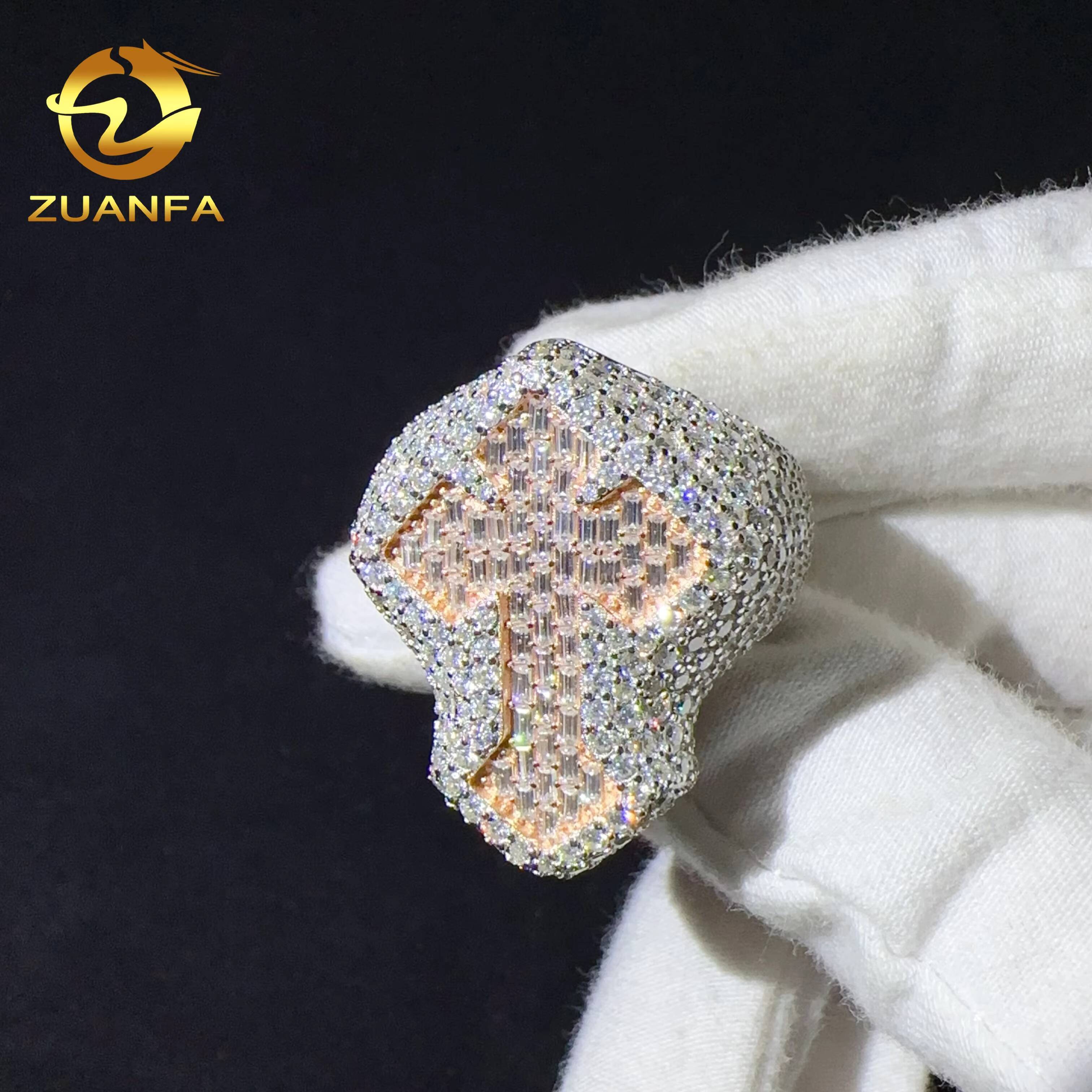 Iced Out Hip Hop Jewelry Men Diamond Ring 925 Sterling Silver High Quality Luxury Custom Moissanite Ring