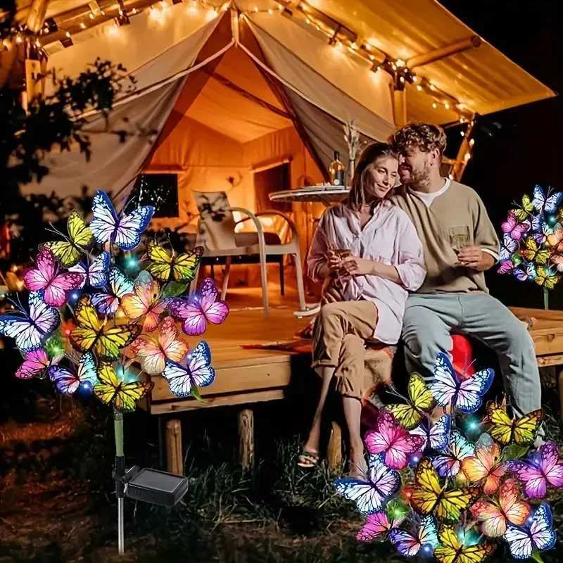 Solar LED Butterfly Flower Light Outdoor Simulation Butterfly Lawn Lamp Garden Waterproof Landscape For Home Christmas DecorM251127