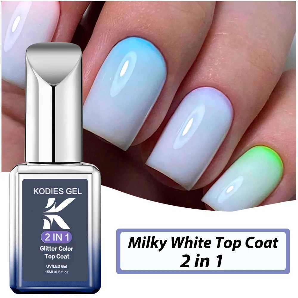 KODIES GEL Milky White Top Coat UV Gel Nail Polish 15ML Vernis Semi Permanent Finish Sealer Esmalte Paint for Manicure NailsT251127