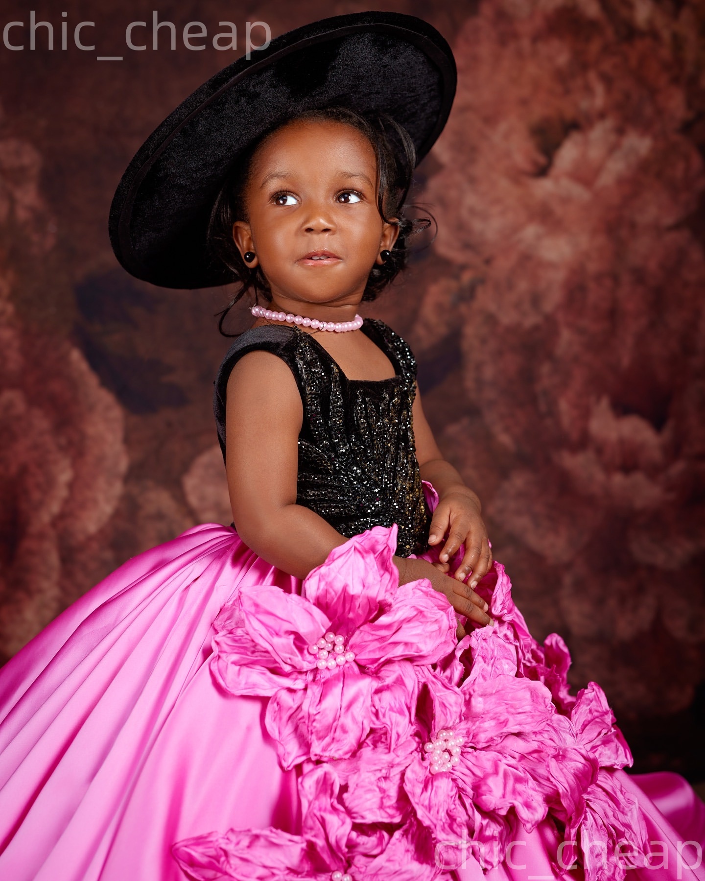 2026 Hot Pink Ball Gown Flower Girl Dresses Square Flowers Satin Little Girl Christmas Peageant Birthday Christening Tutu Dress Gowns ZJ422