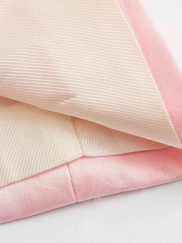 Spring Collection Arrives in Europe and America Womens Flip Collar Hidden Button Decoration Slim Satin Set Jacket 250427