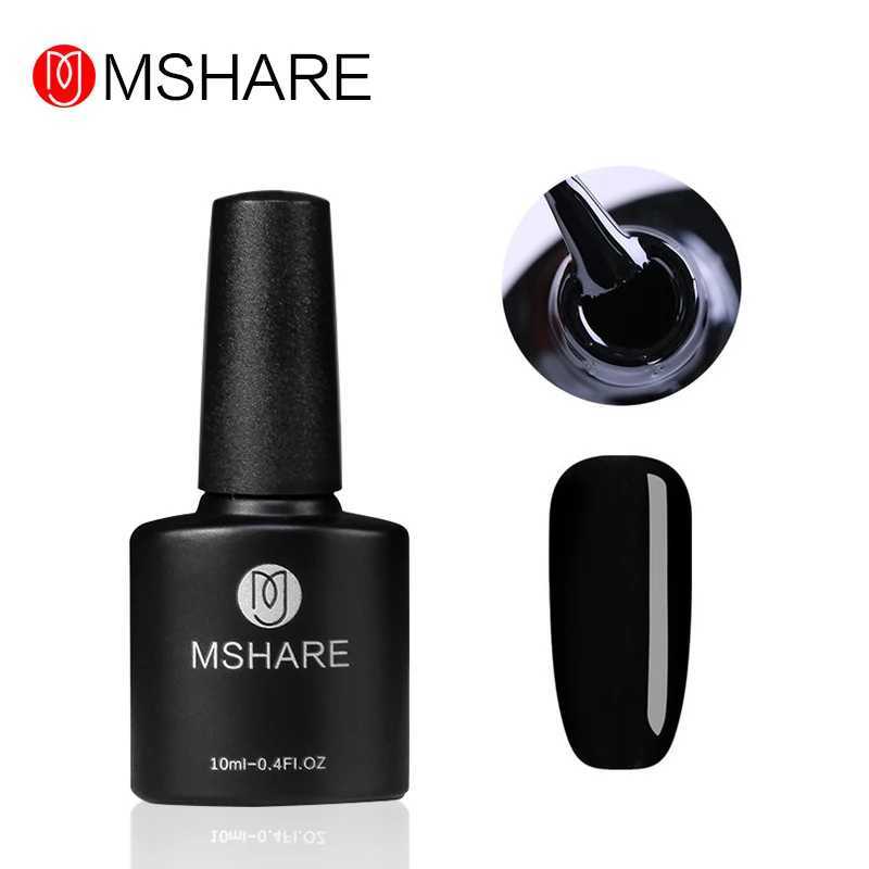 MSHARE 250ml Black White Nail Color Colour Milky White Gel Polish Semi Permanent Varnish Soak Off UV LED NailsT251127