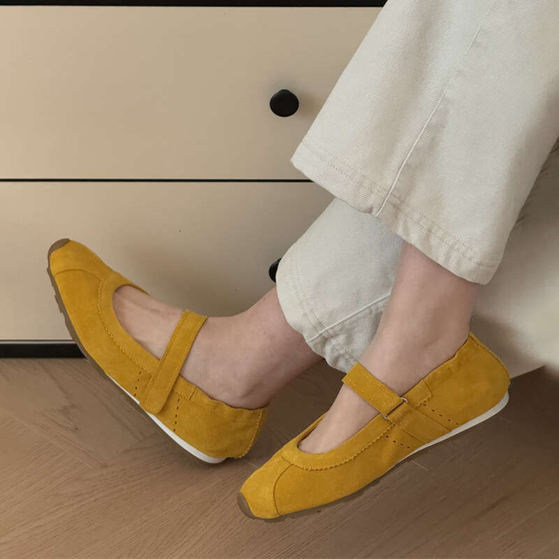 Cowhide Edition 2025- Flat Bottom Inner Height Increase Mary Jane Versatile White Casual Sports Shallow Mouth Single Shoes